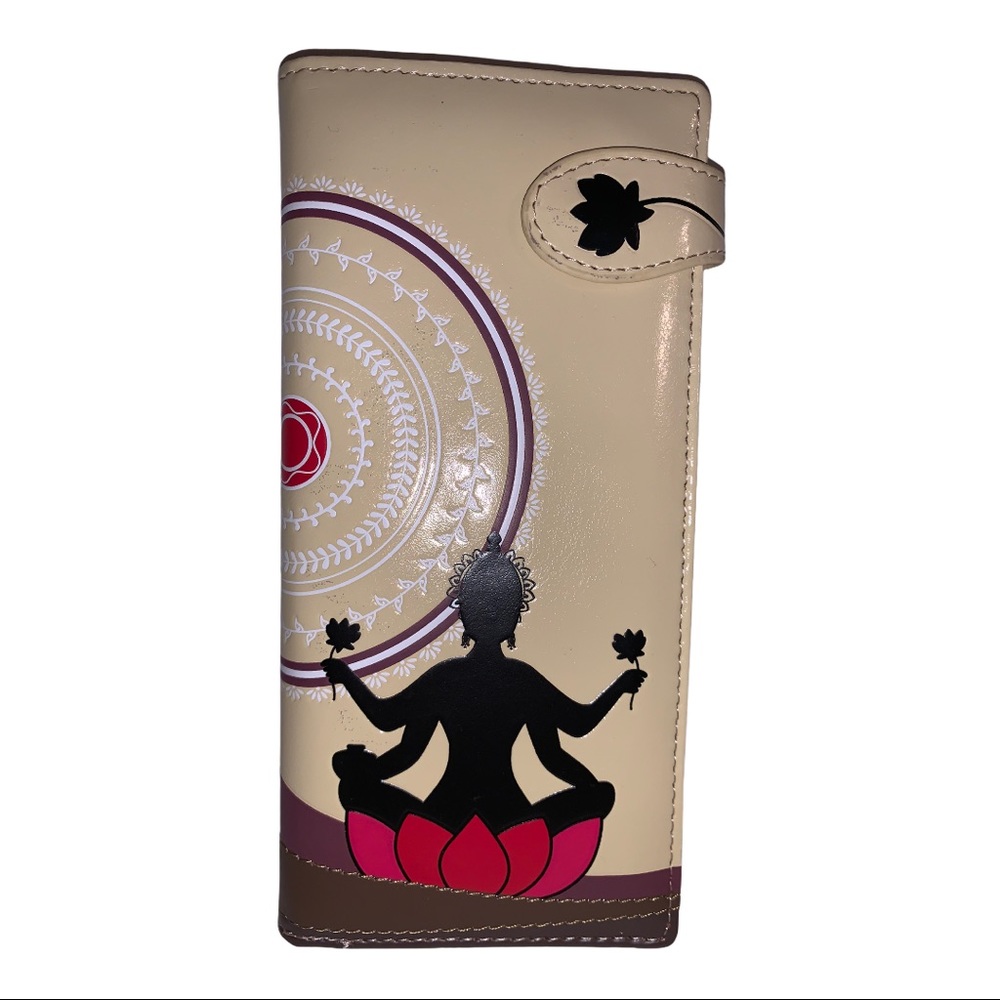 NWT Shagwear Vegan Leather Wallet Meditation Yoga Lotus Flower Canadian